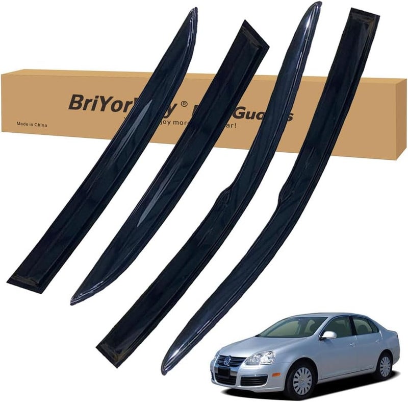BriYorWay Vent Shades Rain Guards for Volkswagen Jetta 2006 2007 2008 2009 2010 Accessories, for Volkswagen Jetta Window Deflectors Window Visors - Image 1